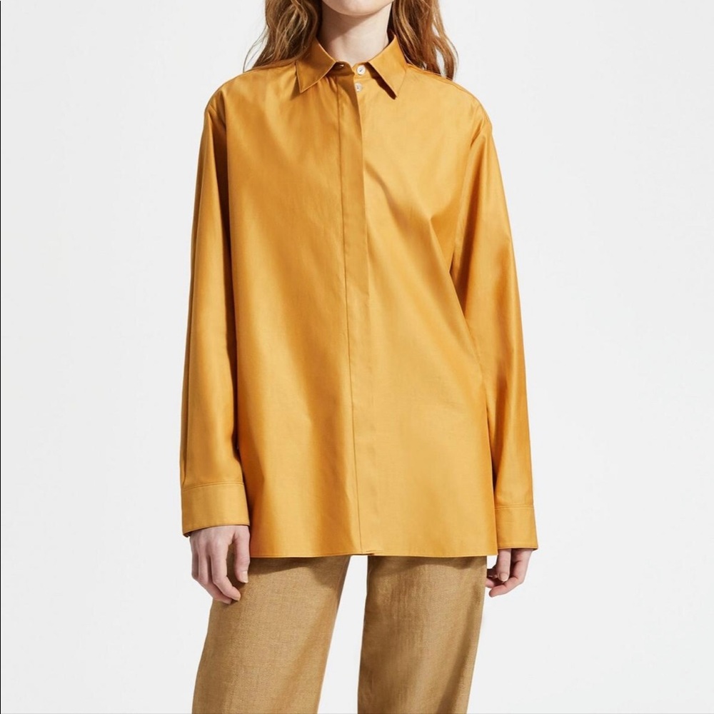 Theory Classic Menswear Shirt in Cotton Dark Orange Oversized Fit